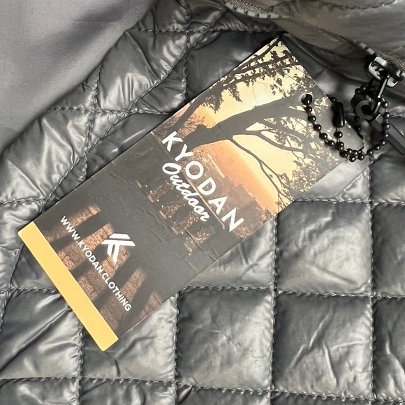 Kyodan Outdoor Puffer Jacket Quilted Insulated Gray Zipper Pockets NEW Sz L - Picture 6 of 7